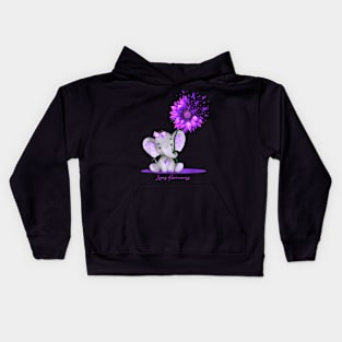 LUPUS AWARENESS Cute Elephant Sunflower Purple Ribbon Kids Hoodie